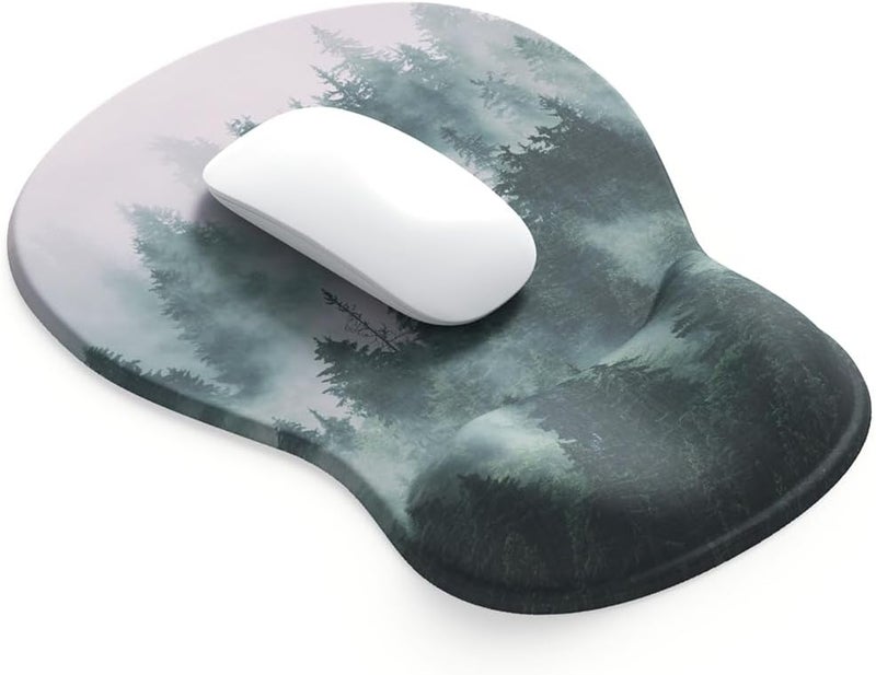 DemonChest ErgoComfort Gel Wrist Rest Mouse Pad-Ergonomic Office Mousepad with Wrist Support-Non-Slip, Design Desk Accessories Mat for Home&Game Decor (08Misty Forest) - Image 1